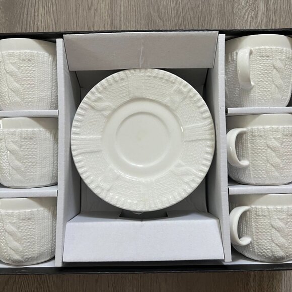 Yedi WHITE ESPRESSO CUPS & SAUCERS 3.5 OZ (SET OF 6) - Picture 5 of 12